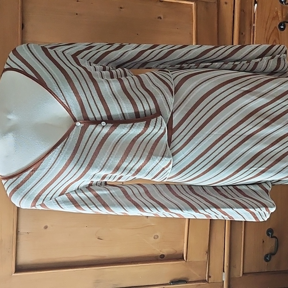 Zara Stripe Knit Top & Skirt Co Ord Set Size Large Green/ Brown - Picture 9 of 16